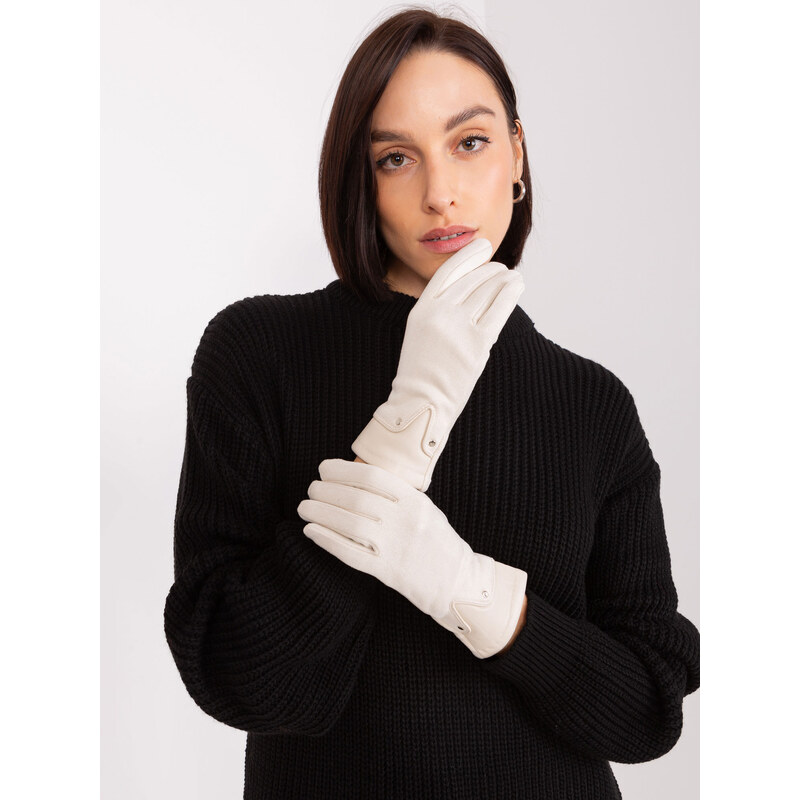 ITALY MODA Smotanové elegantné rukavice -AT-RK-239507.26P-ecru 57953809