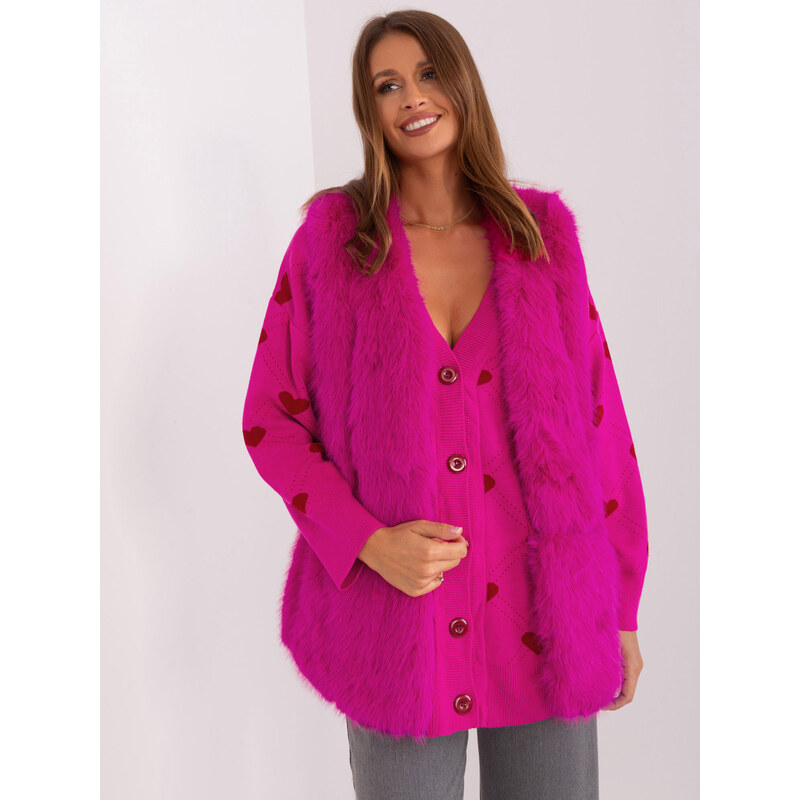 ITALY MODA Tmavoružová chlpatá kožúšková vesta AT-KZ-2368.00P-fuchsia 57953639