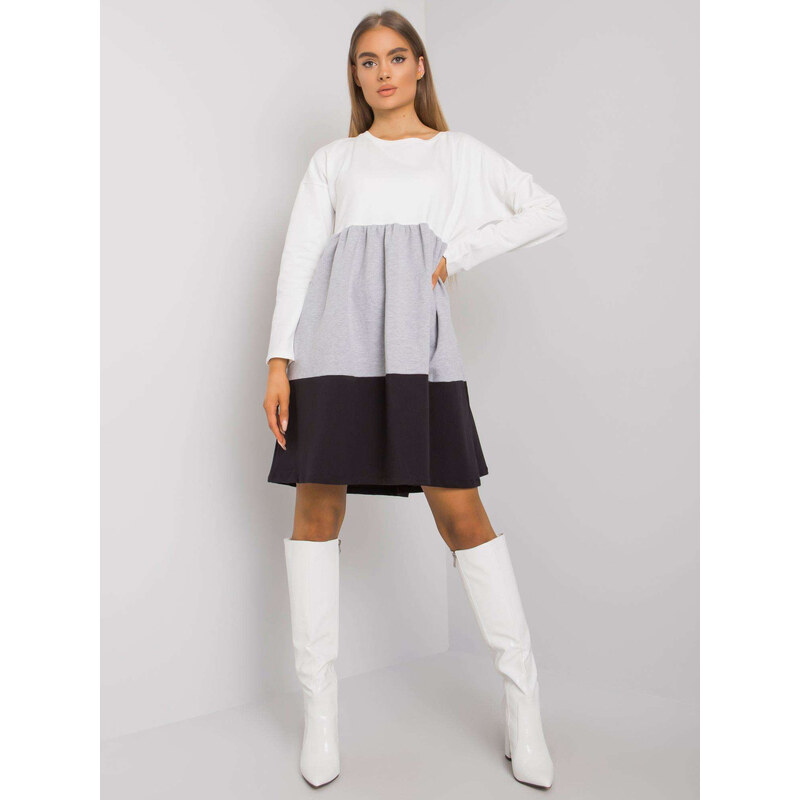 RUE PARIS Šedo-čierne dámske voľné šaty RV-SK-7188.83P-gray 57948359