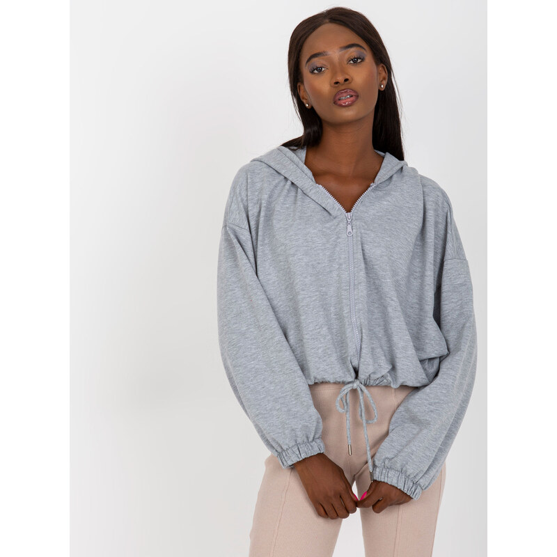 RUE PARIS Sivá mikina s viazaním v páse -RV-BL-8081.36P-grey 57950701