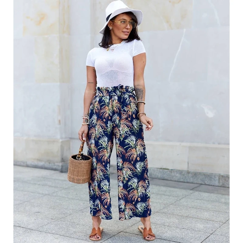 UR/CEO Navy wide pleated womens pants Sijam 64692677