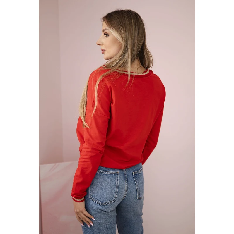 Kesi Dámska mikina s flitrovým nápisom červený 64694261