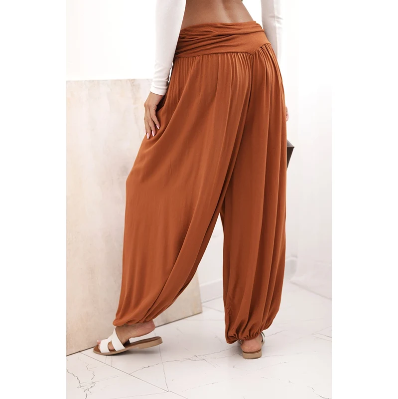 Kesi Włoski Dámske viskózové nohavice so širokými nohavicami a 67335224