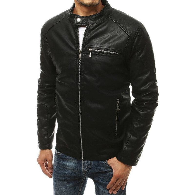 Pánska bunda kožená čierna Dstreet TX3463 - výpredaj 66035084