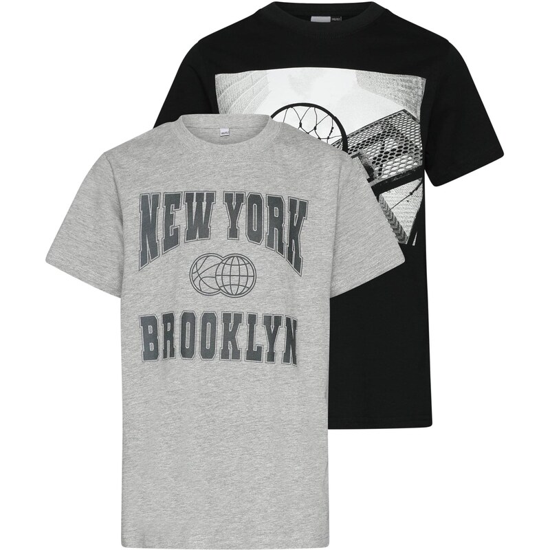 Urban Classics Tričko New York & Brookly sivá melírovaná / čierna 65648685