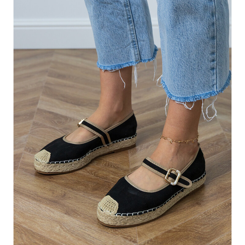 Gemre Čierne espadrilky s ozdobnou prackou Pilata 64695690