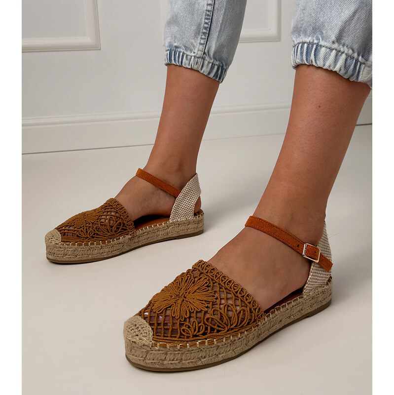 Gemre Hnedé sandále espadrilky ažúrové Santos 64695856
