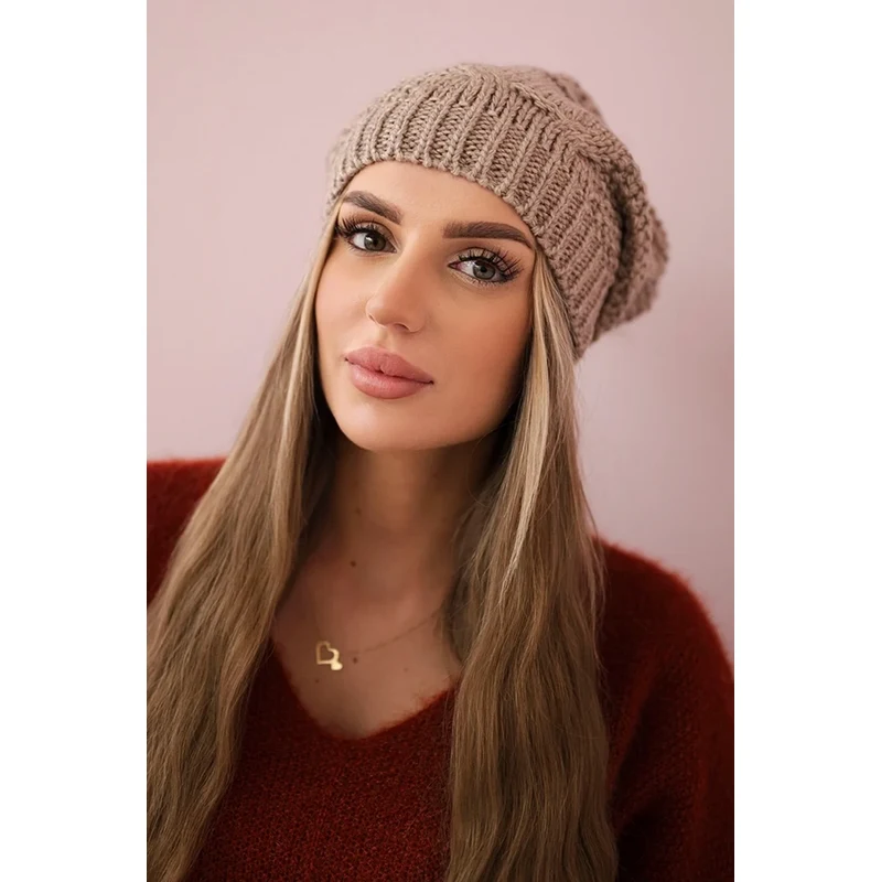 Kesi Čapica s fleece Sandra K210 tmavo béžová 64696038