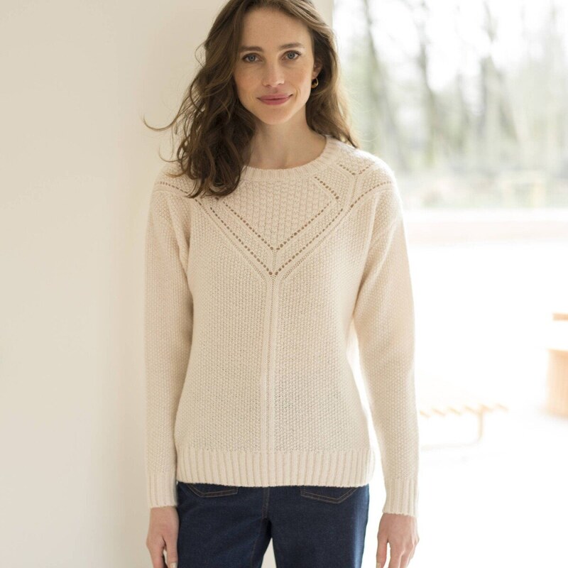 Pulóver s perličkovým vzorom a okrúhlym výstrihom ražná 050 57266733