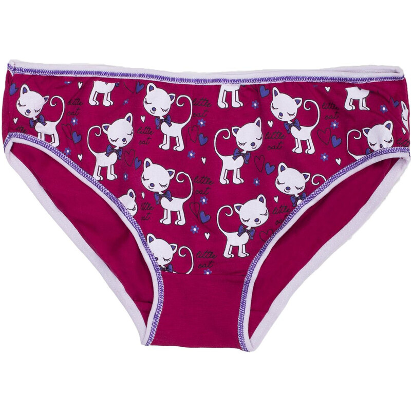 BASIC Vínové dievčenské nohavičky s potlačou mačičiek a srdiečok BR-MT 29439820