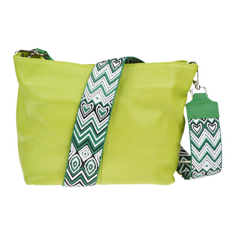 Zelená kožená talianska crossbody kabelka Batilda Verde Segnale s 64491601