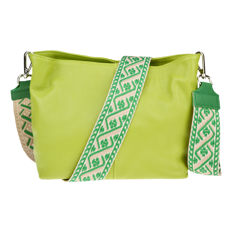 Zelená kožená talianska crossbody kabelka Batilda Verde Segnale s 64491602