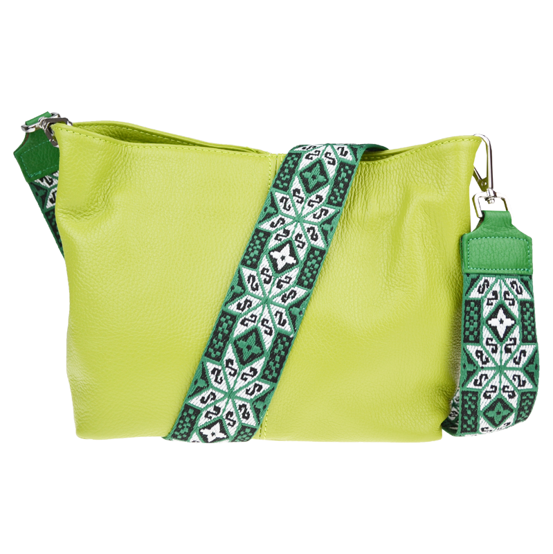 Zelená kožená talianska crossbody kabelka Batilda Verde Segnale s 64491604