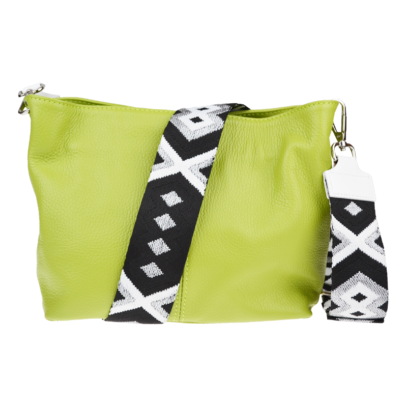 Zelená kožená talianska crossbody kabelka Batilda Verde Segnale s 64491607