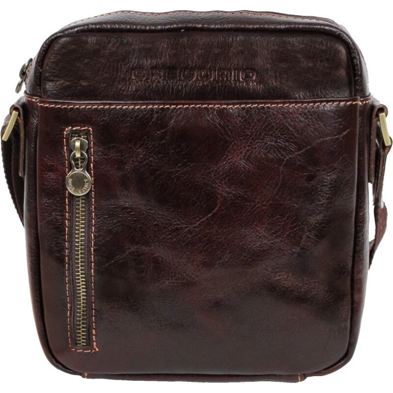Gregorio Pánska kožená taška cez rameno Sagvan tmavohnedá 35335827