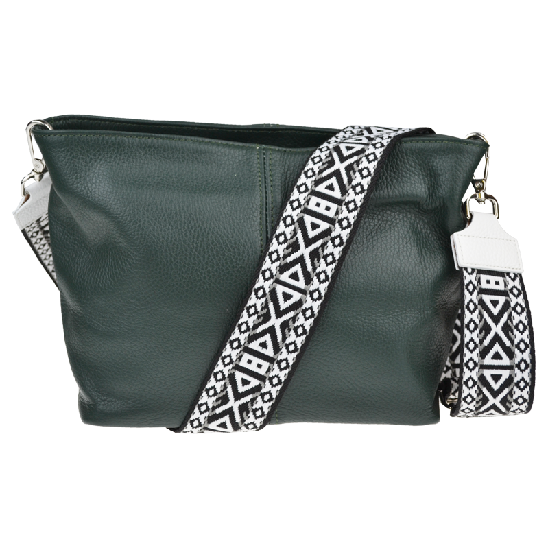 Zelená kožená talianska crossbody kabelka Batilda Verde Scura s 64495666