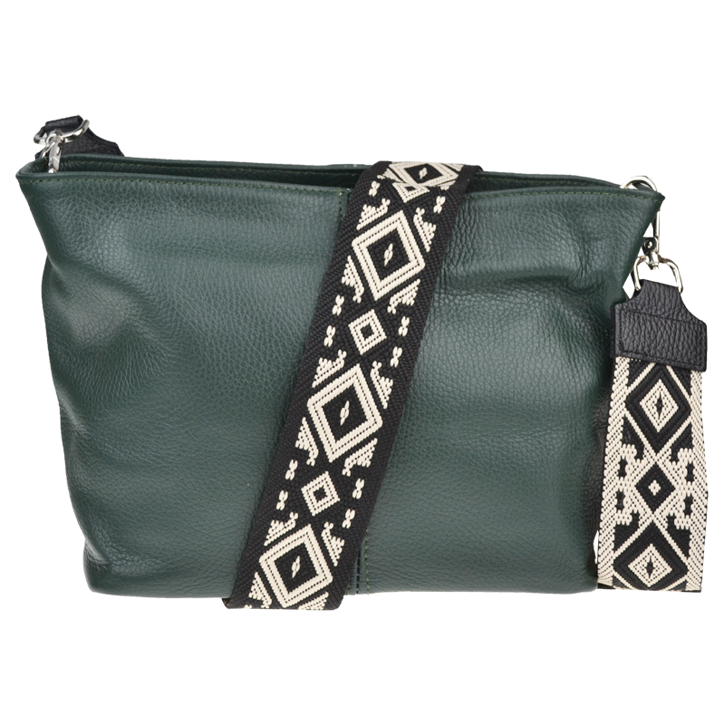 Zelená kožená talianska crossbody kabelka Batilda Verde Scura s 64495665