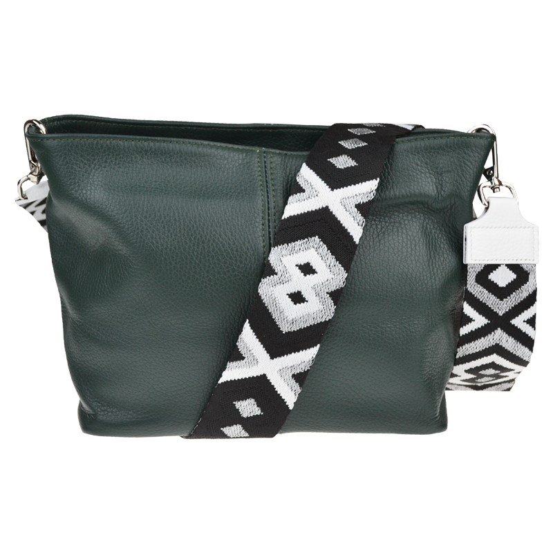 Zelená kožená talianska crossbody kabelka Batilda Verde Scura s 64495669