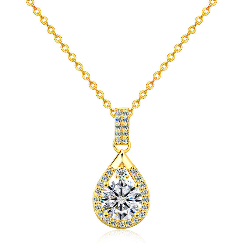 Olivie Stříbrný náhrdelník 1ct 6,5mm MOISSANITE GOLD 9736 64756338