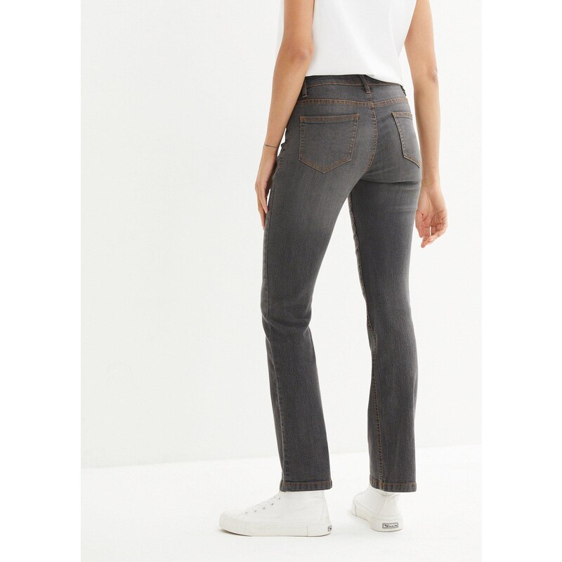 bonprix Komfort-strečové džínsy, bootcut, stredná výška pásu, farba čierna