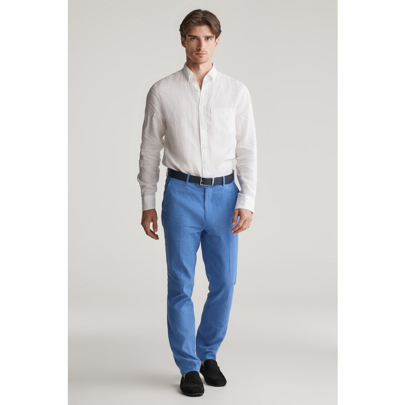 NOHAVICE GANT SLIM COT/LINEN SUIT PANTS SALTY SEA 62201162