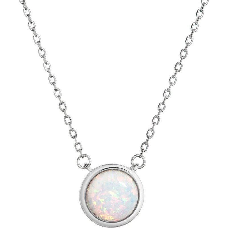 Evolution Group Pôvabný náhrdelník so syntetickým opálom 12065.1 white 66580065