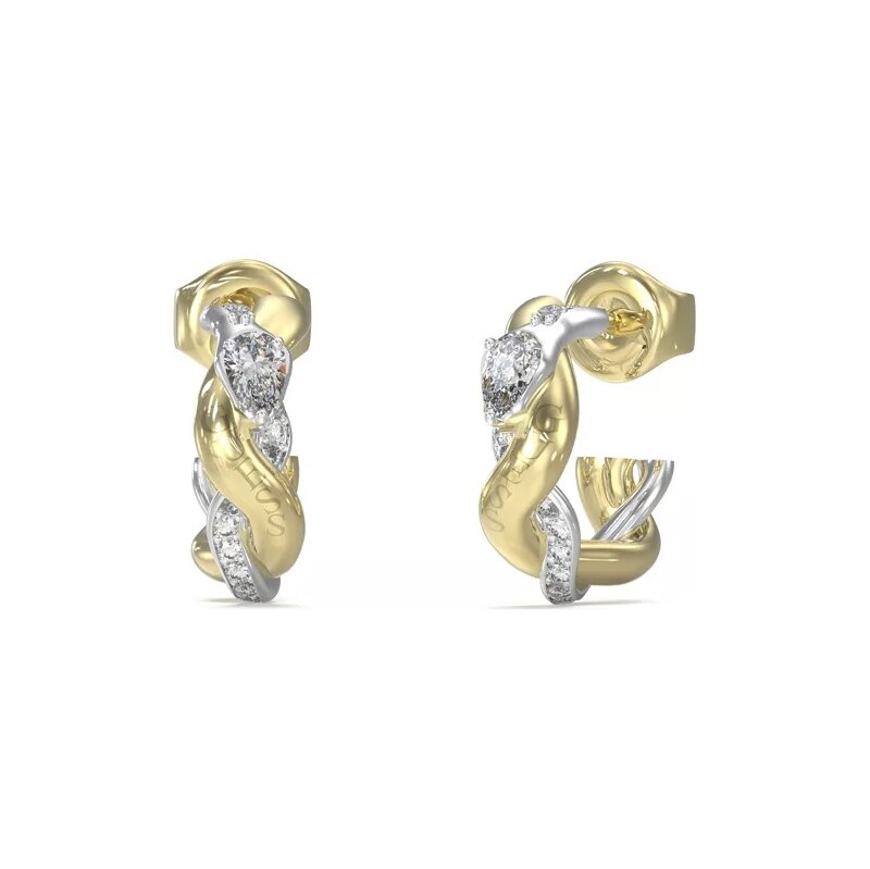 Guess Módne bicolor náušnice so zirkónmi Twist JUBE05065JWYGRHT/U 68324052