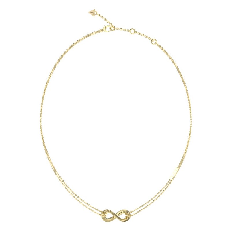 Guess Dvojitý pozlátený náhrdelník so srdiečkami Guess Amore 66580384