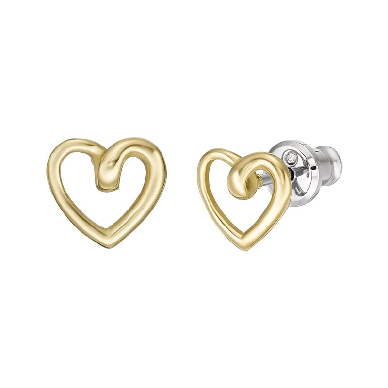 Fossil Krásne pozlátené náušnice srdiečka Sawyer JOF00930710 66591181