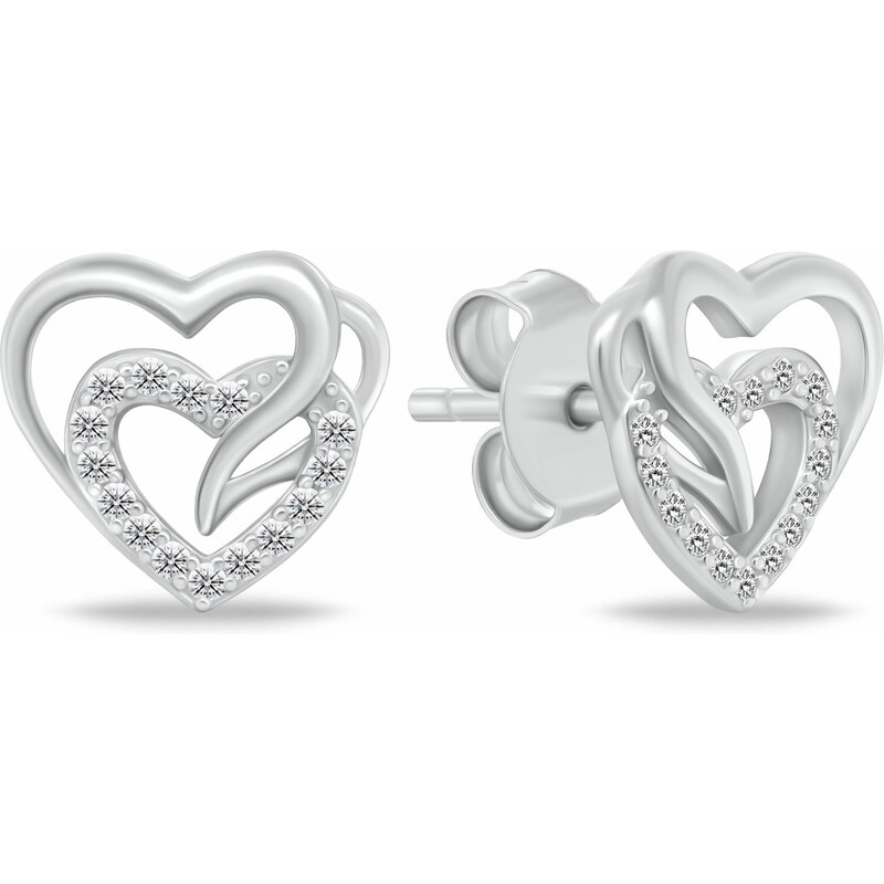 Brilio Silver Nežné strieborné náušnice Srdiečka so zirkónmi EA1119W 66597146