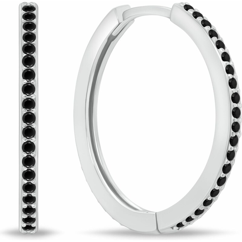 Brilio Silver Strieborné náušnice kruhy s čiernymi zirkónmi EA159WBC 2 66600283