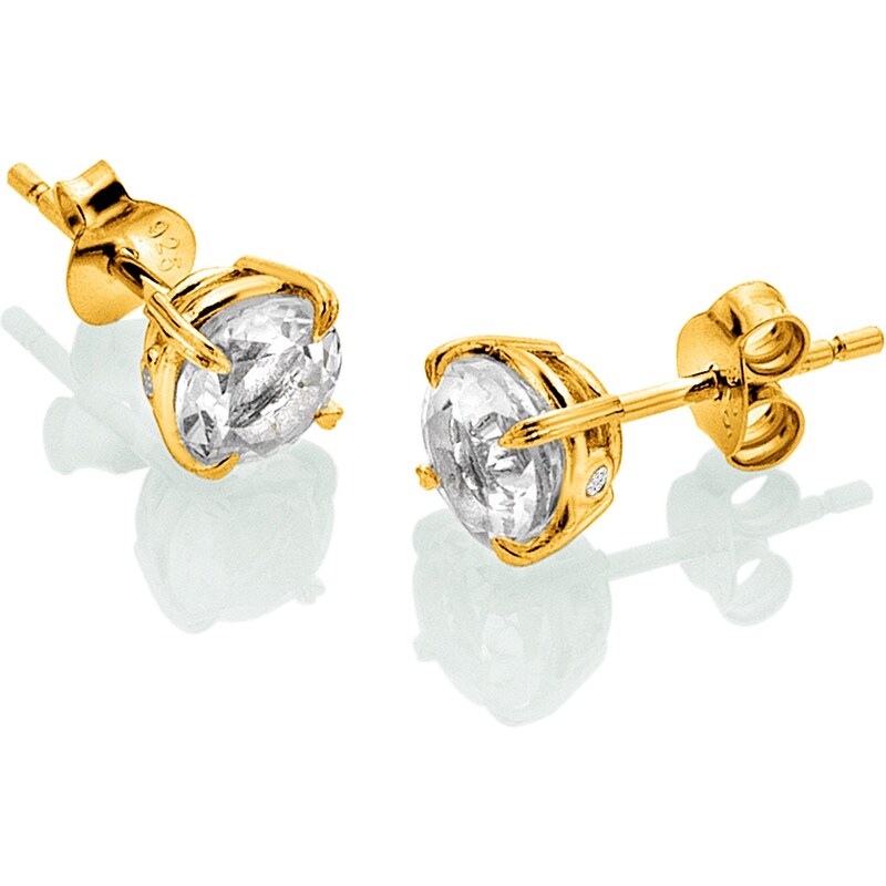 Hot Diamonds Jemné pozlátené náušnice kôstky s topásami a diamantmi 66593151