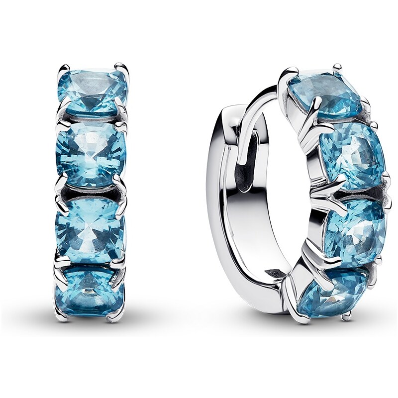 Pandora Kruhové strieborné náušnice s modrými kryštálmi Timeless 66596032