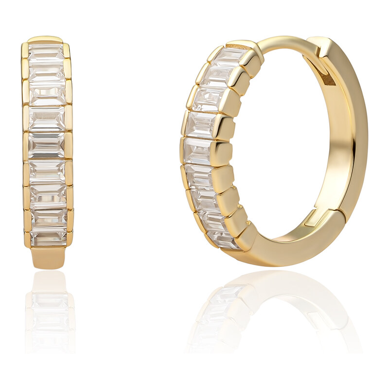Sparkling Jewels Pozlátené kruhové náušnice s kubickými zirkónmi EAG23 66580129