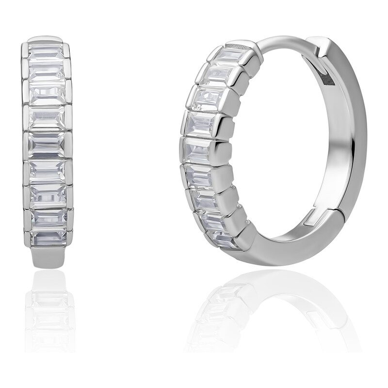 Sparkling Jewels Strieborné kruhové náušnice s kubickými zirkónmi 66588060