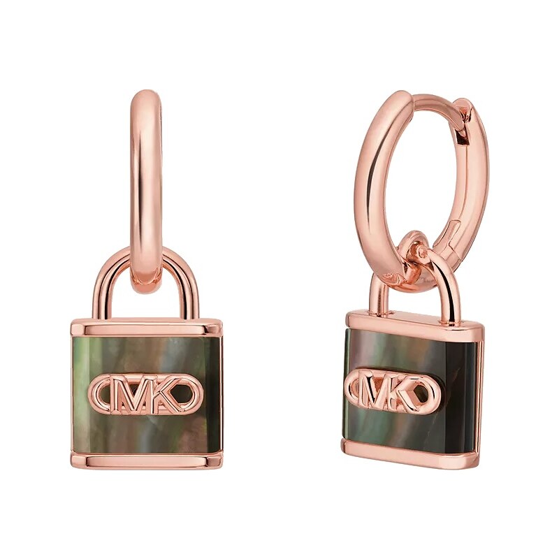 Michael Kors Pozlátené kruhové náušnice s perleťou Kors Lock 66594703