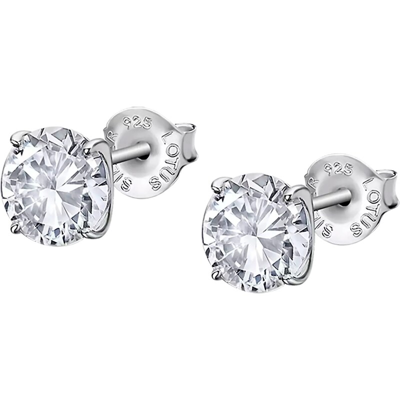 Lotus Silver Elegantné strieborné náušnice s čírymi kryštálmi 66583182