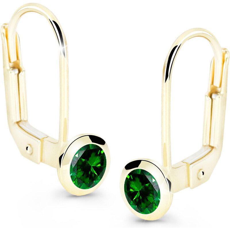 Cutie Diamonds Pôvabné visiace náušnice zo žltého zlata so smaragdmi 66583443