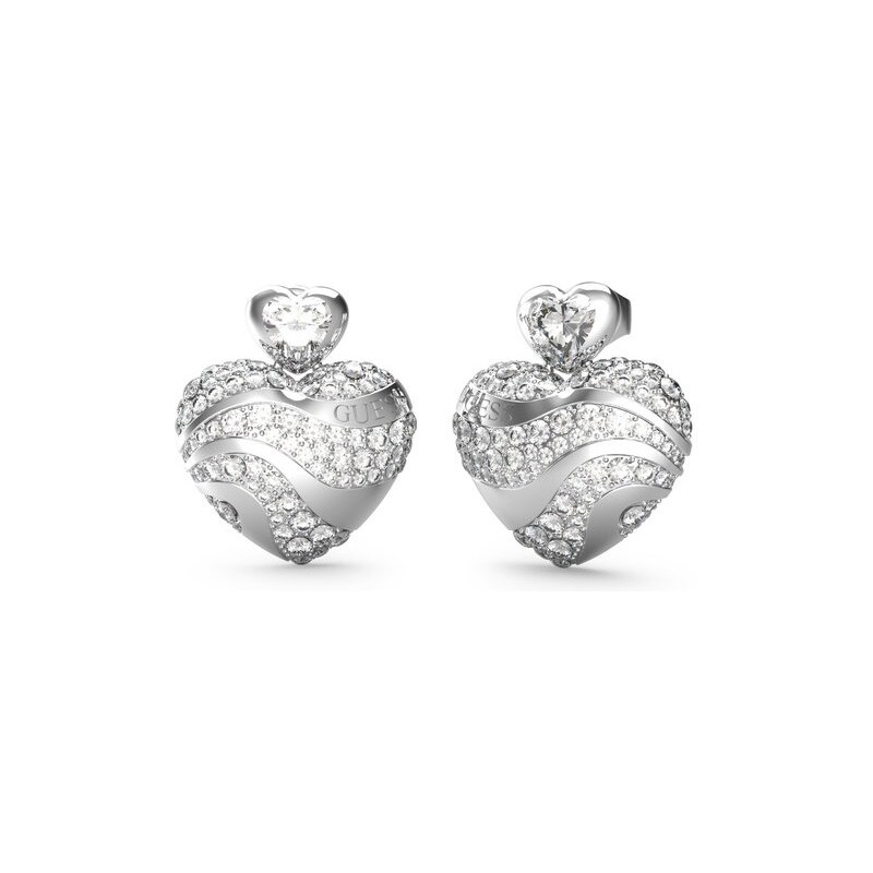Guess Romantické oceľové náušnice so zirkónmi In My Heart 66584564