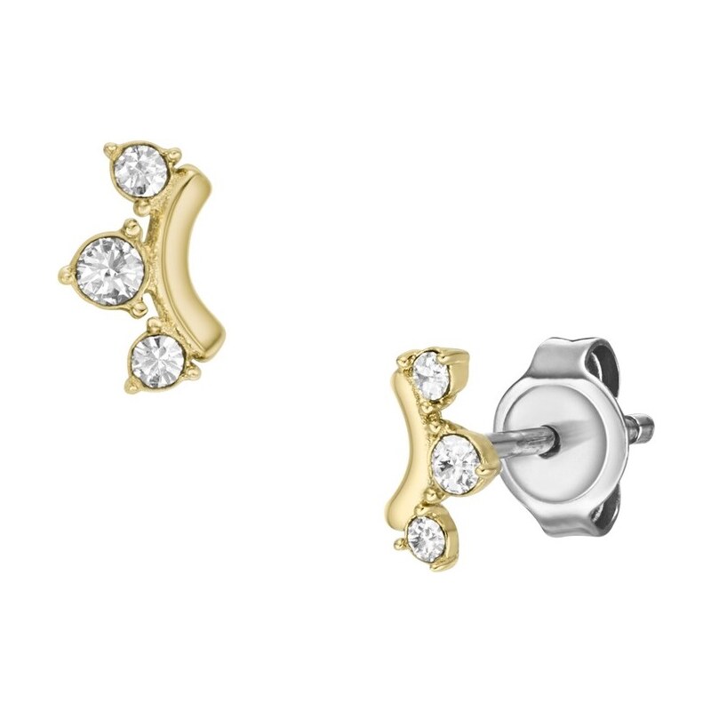 Fossil Slušivé pozlátené náušnice s kryštálmi JF04596710 66585068