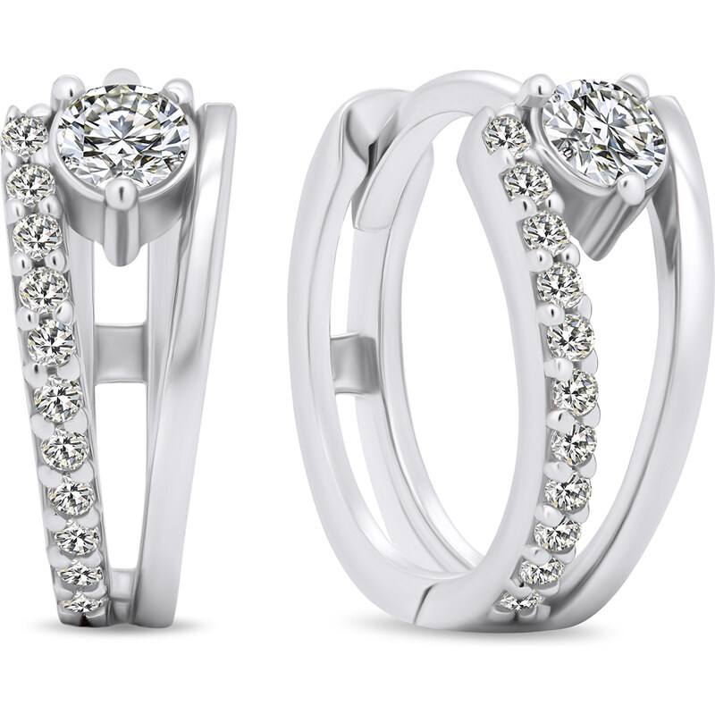 Brilio Silver Oslnivé kruhové náušnice so zirkónmi EA503W 66600281