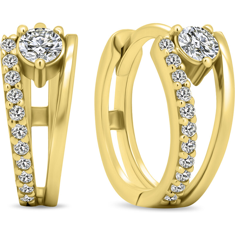 Brilio Silver Oslnivé kruhové pozlátené náušnice so zirkónmi EA503Y 66591859