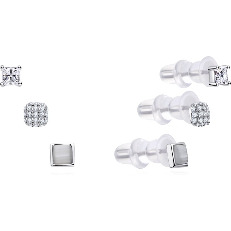 MOISS Súprava elegantných strieborných náušníc E0004874 (3 páry 66583014