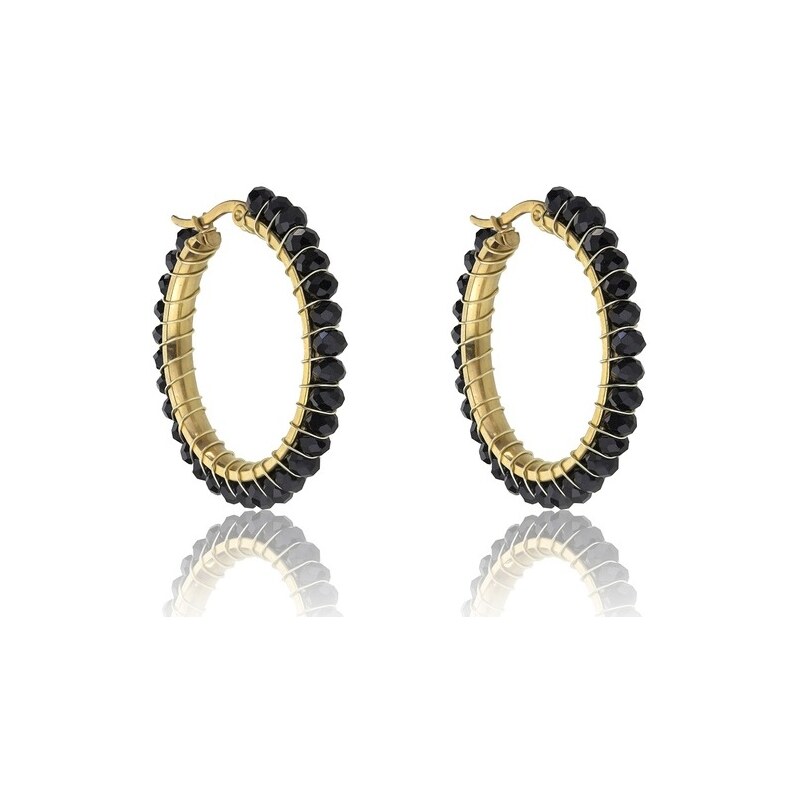Marc Malone Štýlové pozlátené kruhy Elena Black Earrings MCE23028G 67762671