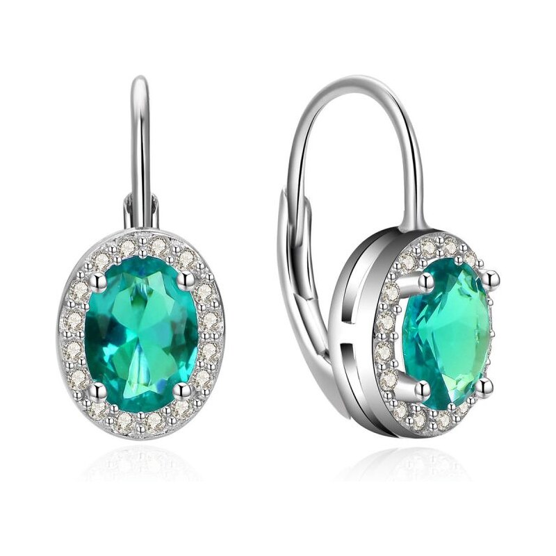 MOISS Oslnivé strieborné náušnice so zelenými zirkónmi E0001208 66805299