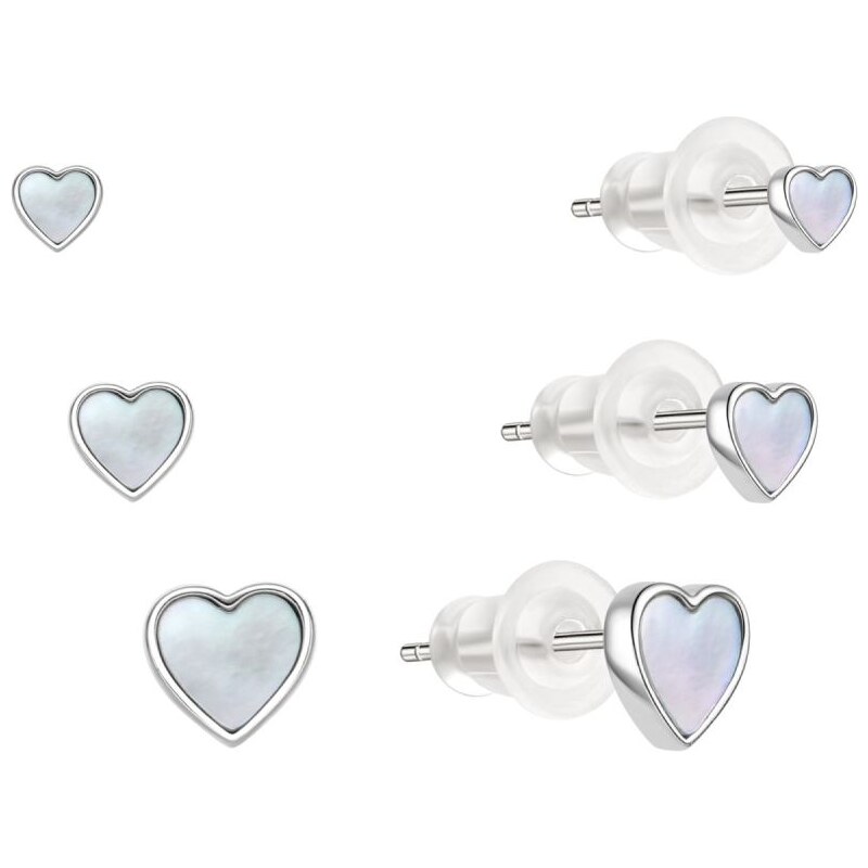 MOISS Strieborná sada srdiečkových náušníc E0004634 (3 páry náušníc) 67196191