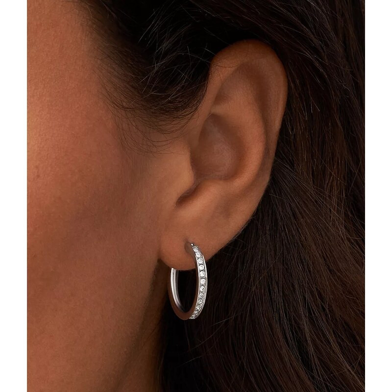 Fossil Elegantné kruhové náušnice so zirkónmi JOF00337040 66582382