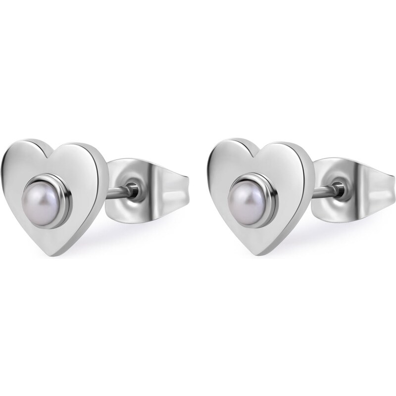 SAgapõ Oceľové náušnice Srdiečka s perlami Message SSG35 66583632