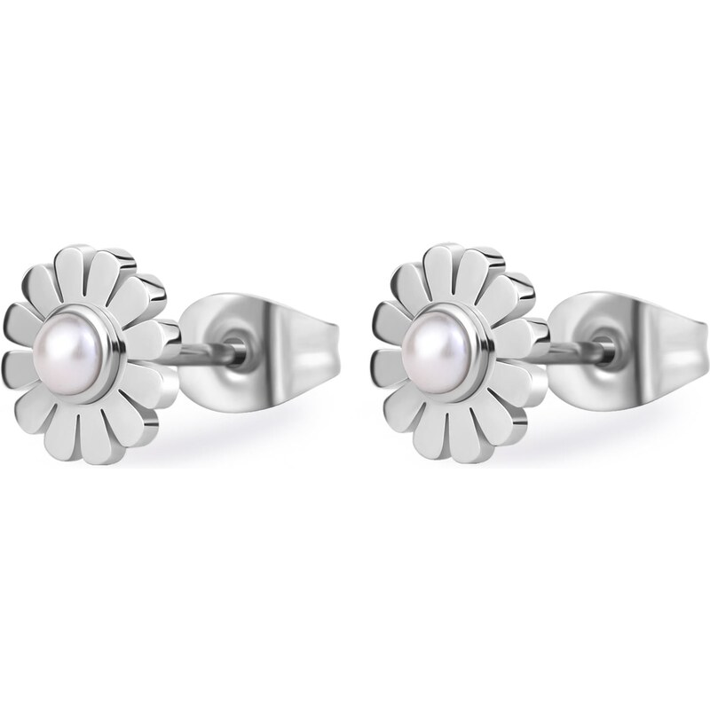 SAgapõ Oceľové náušnice Kytičky s perlami Message SSG34 66581923