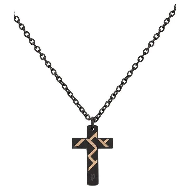 Police Čierny oceľový náhrdelník s krížikom Munnar PJ26478PSBR01 66588107